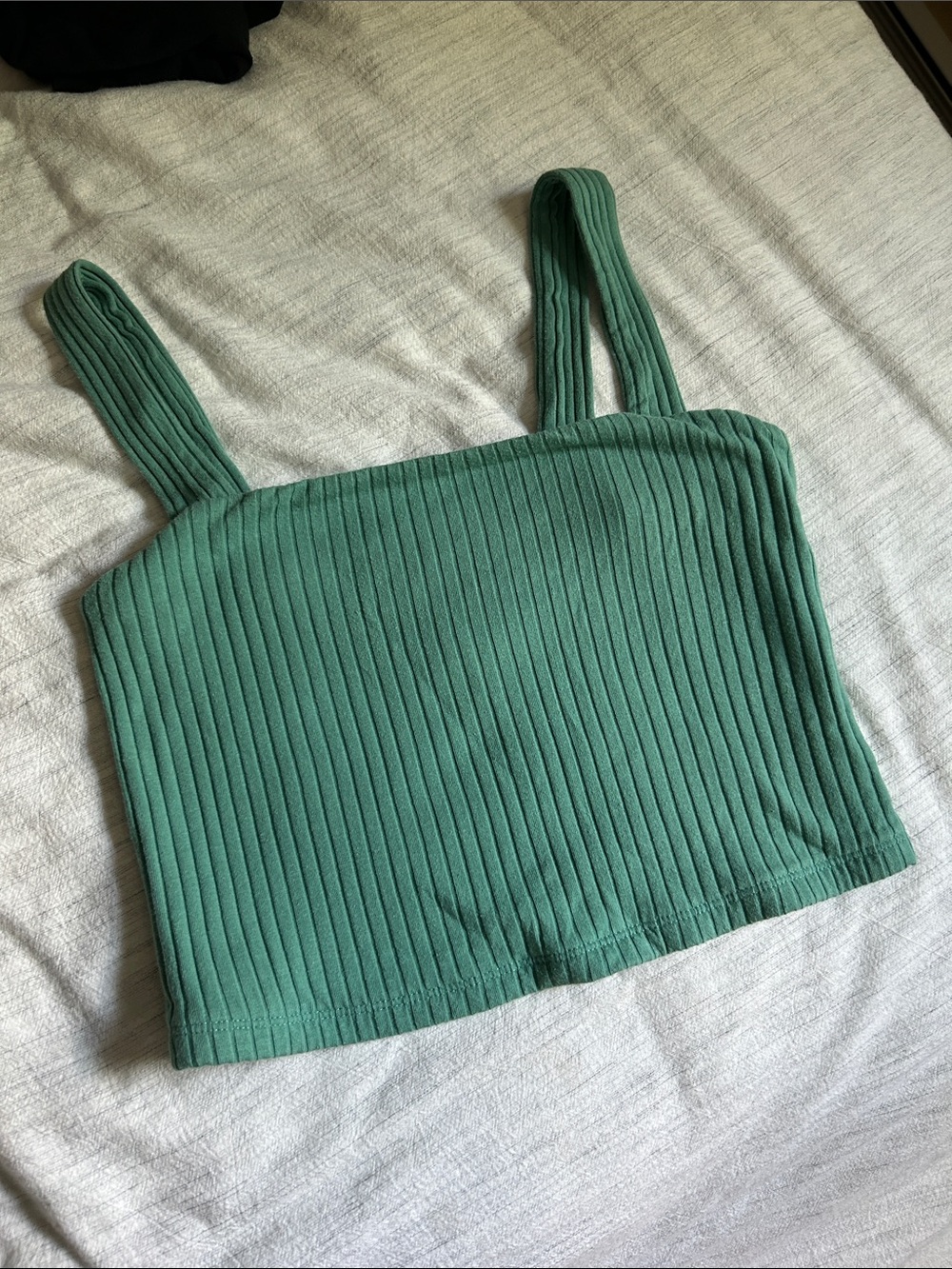 American Eagle Outfitters Ribbed Square-Neck Crop Top - Green